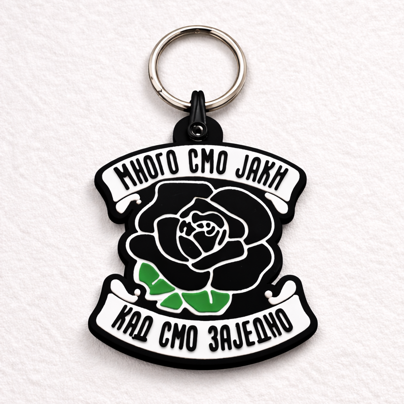Privezak za ključeve "Ruža crno-bela"